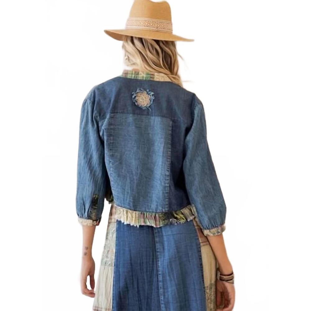 NEW YOUNG THREADS bloom patch jacket in denim blu… - image 3